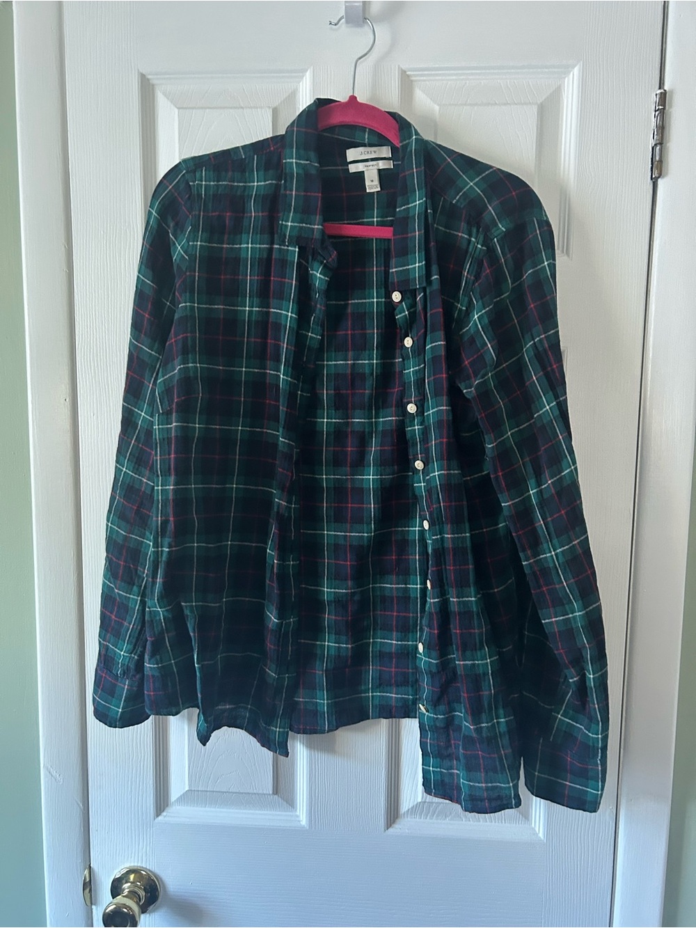 J. Crew Green Navy Red Plaid Shirt
